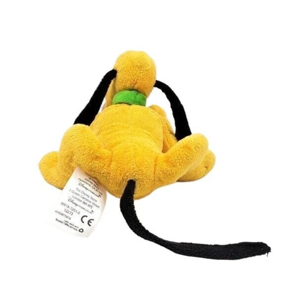 Disney Store Pluto Stuffed Animal Plush 8" Tongue Out Laying Down Green Collar - Picture 4 of 9